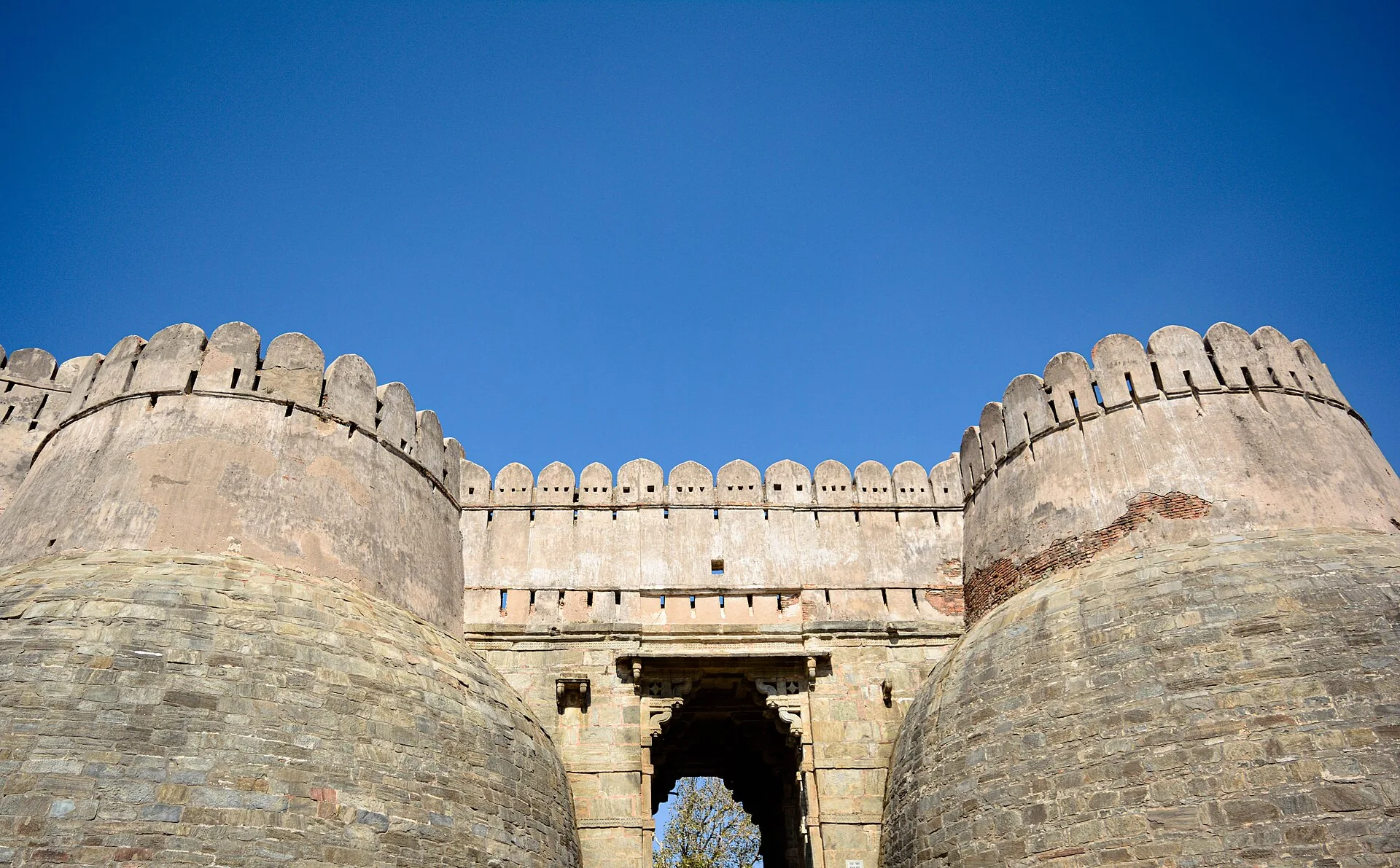 Stone gateway and defensive walls at Kumbhalgarh Fort